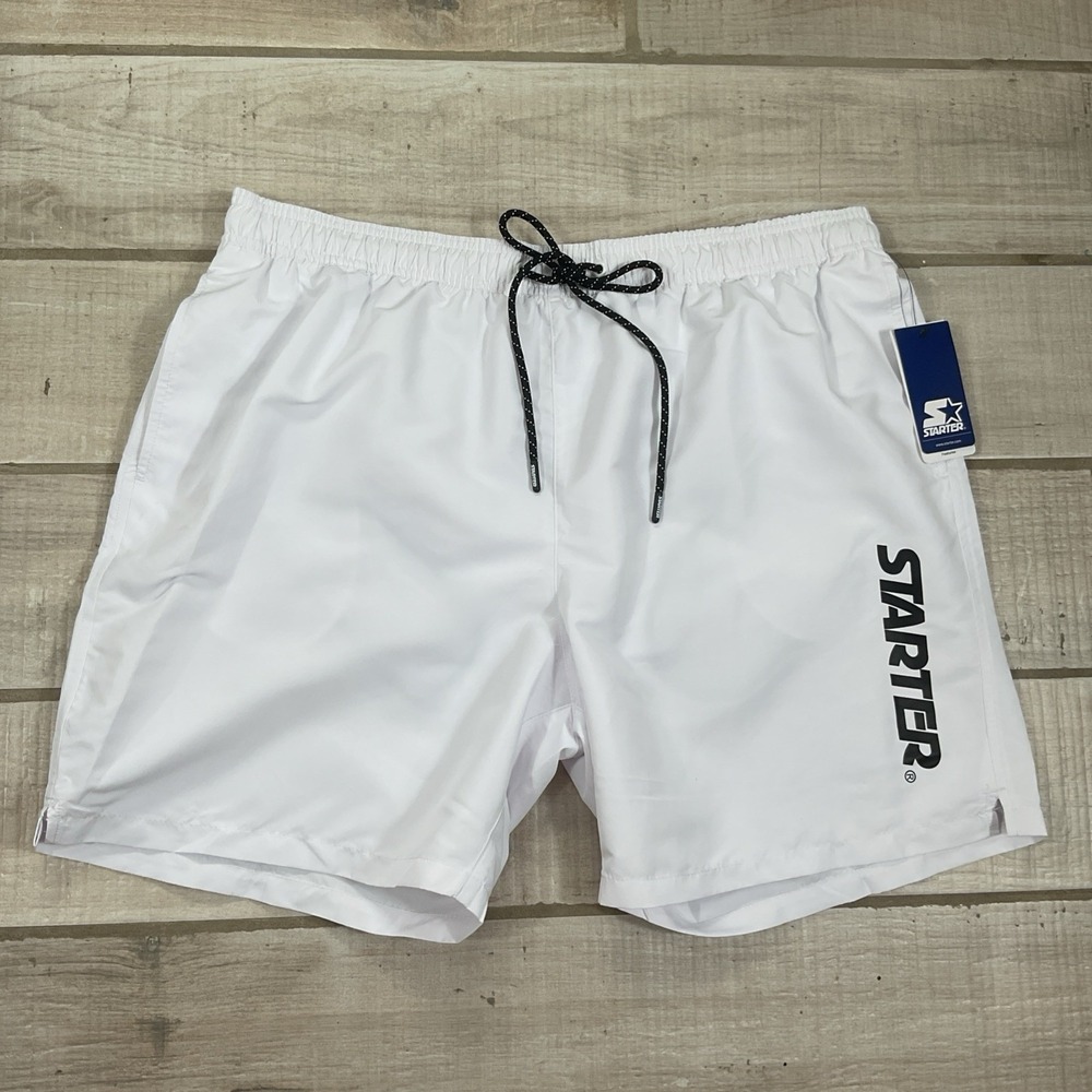 Starter Mens Quick Dry Stretch‎ Volley Swim Trunk White 2X XXL